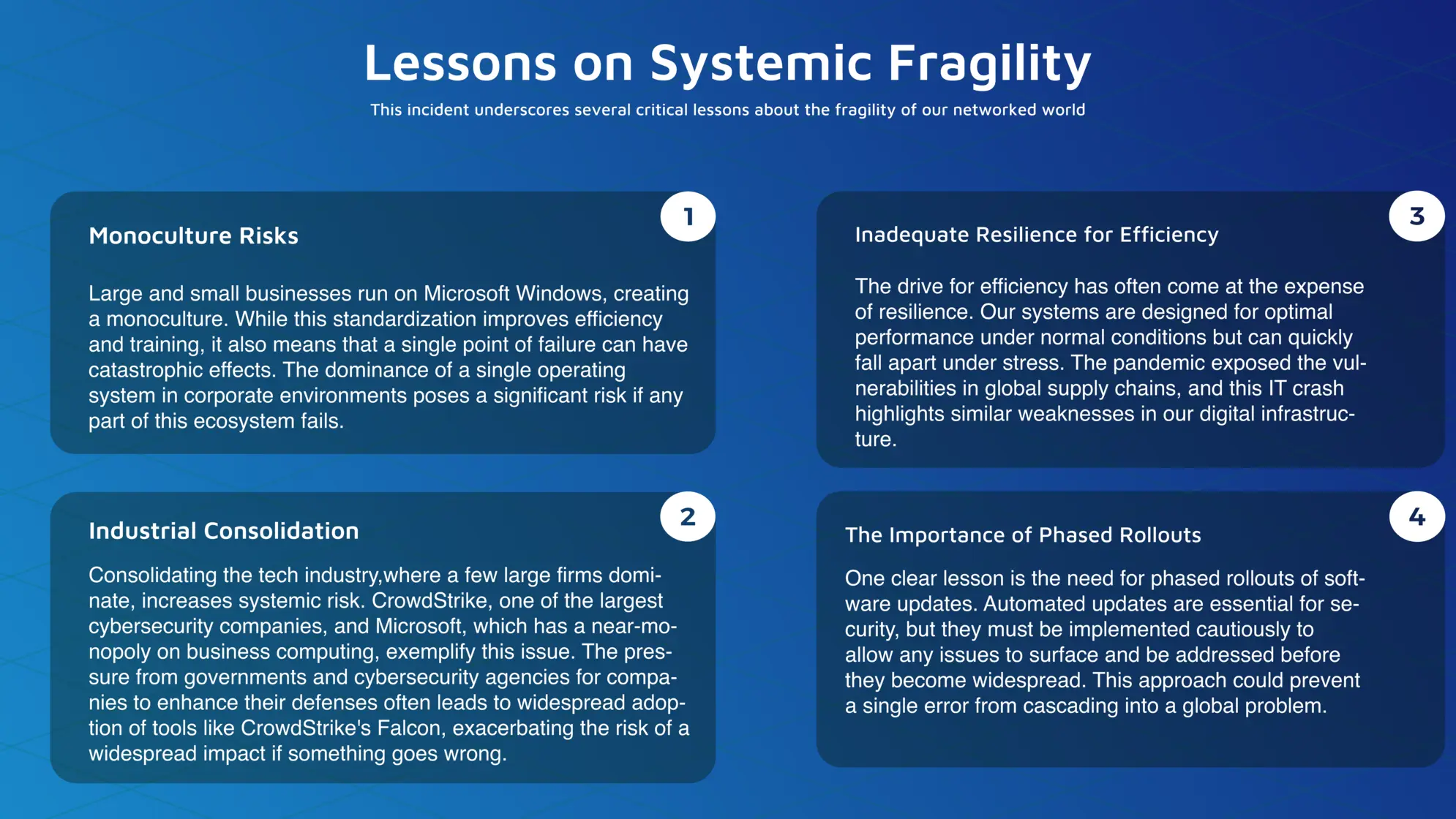 lessons on systemic fragility